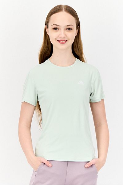 adidas Women Sportswear Fit Short Sleeve Running Top, Light Green