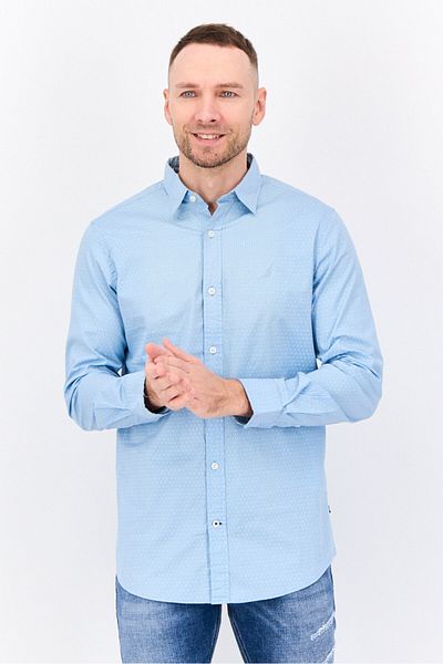 Nautica Men Classic Fit Allover Print Long Sleeves Casual Shirt, Multicolor