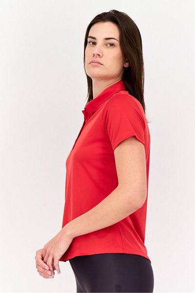 adidas Women Sportswear Fit Short Sleeves Training Polo Shirt, Red