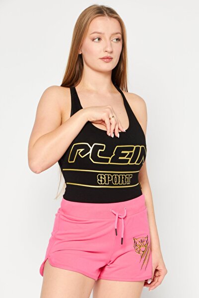 PHILIPP PLEIN بدلة رياضية نسائية بدون أكمام من Plein Sport، لون أسود