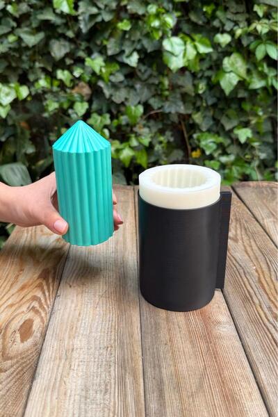 rufus concept Baton Dalgalı Orta Kasnaklı Silikon Mum Kalıbı