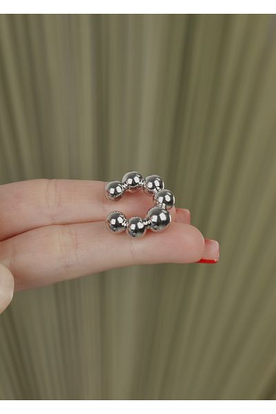 Home Sihra Accessories Curved Topcuklu Compression Cartilage Earring Earcuff Silver Color