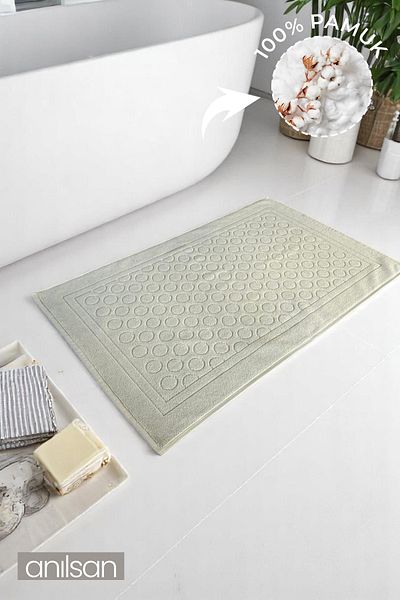 Anılsan Cream Foot Towel - 50X70 Cm, 300 Gr, 100% Cotton, Spa and Hotel Round Pattern Bath Mat, Daily K