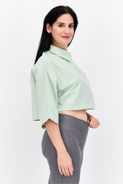 Reebok قميص رياضي نسائي بأكمام 3/4 للخارج، لون أخضر حكيم