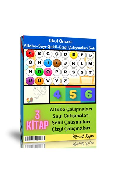 Enine Boyuna Eğitim Okul Öncesi Alfabe-Sayı-Şekil-Çizgi Çalışmaları Kitap Set...