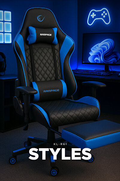 Rampage Styles Kl-r61 Mavi/siyah Gaming Oyuncu Koltuğu