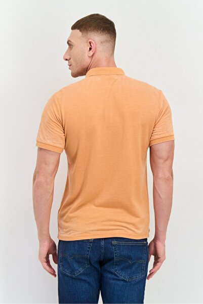 Lee Men Regular Fit Embroidered Logo Short Sves Polo Shirt, Light Orange