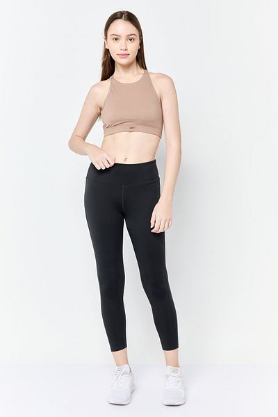Reebok Women Brand Logo Padded Sports Bra, Tan