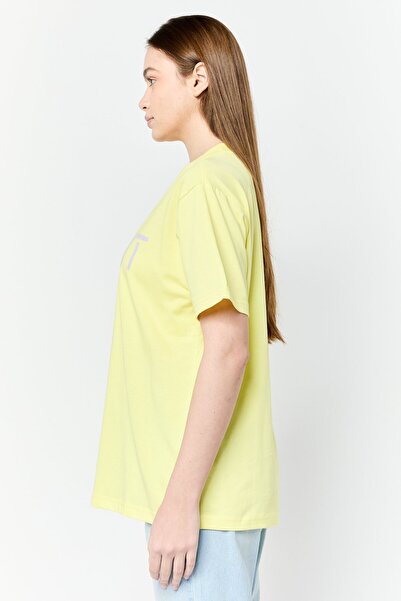 Esprit Women Crew Neck Brand Logo Short Sleeves T-shirt, Yellow