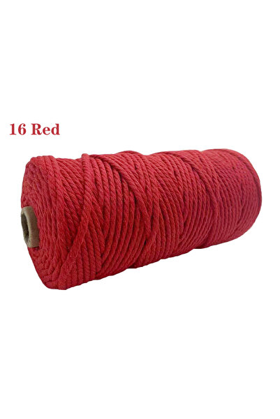Choice14 حبل قطني 100% أحمر 3.02 مم 16 بوصة، حبل ملون مصنوع يدويًا، خيط مكرمي...