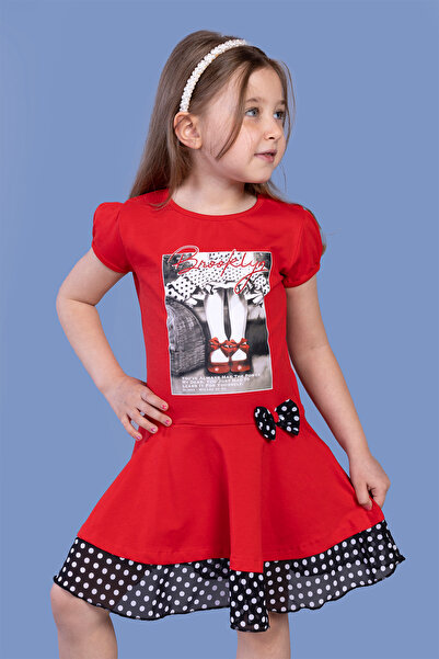 Toontoy Φόρεμα για κορίτσια με πουά τούλι με λεπτομέρειες Digital με τύπωμα