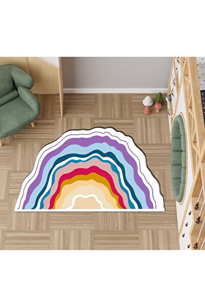 Rugs Modern Halı Lina Koleksiyonu Çok Renkli Asimetrik Gökkuşağı Desenli Doku...