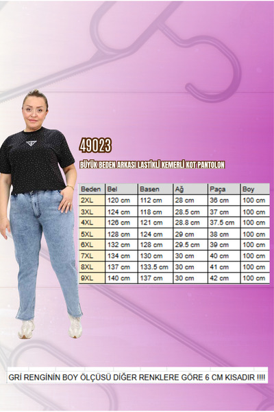 Eslina 49023 Blugi cu centură elastică la spate mărime mare - albastru