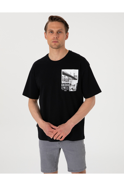 Pierre Cardin Μαύρο μπλουζάκι Comfort Fit με λαιμόκοψη ποδηλάτου 50310144-VR046