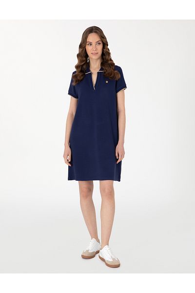 Pierre Cardin Navy Blue Regular Fit Polo Collar Knitted Dress 50308462-Vr033