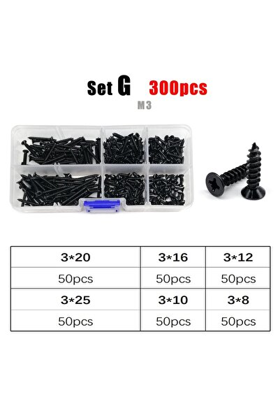 Choice مجموعة G 300 قطعة 1 صندوق مزيج M1 M1.2 M1.4 M1.7 M2 M3 M4 فولاذ أسود ص...
