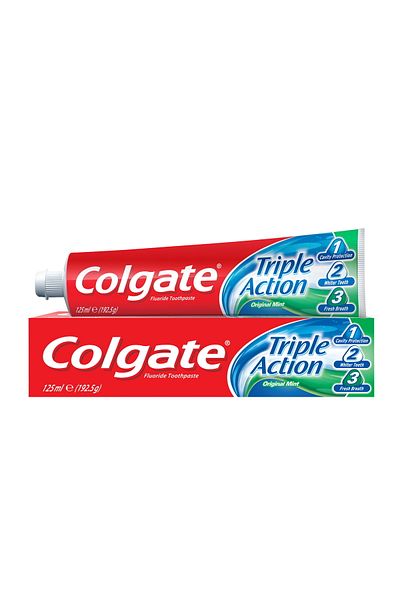 Colgate Toothpaste Triple Action Original Mint 125 ml Cavity Protection, Whiter Teeth & Fresh Breath