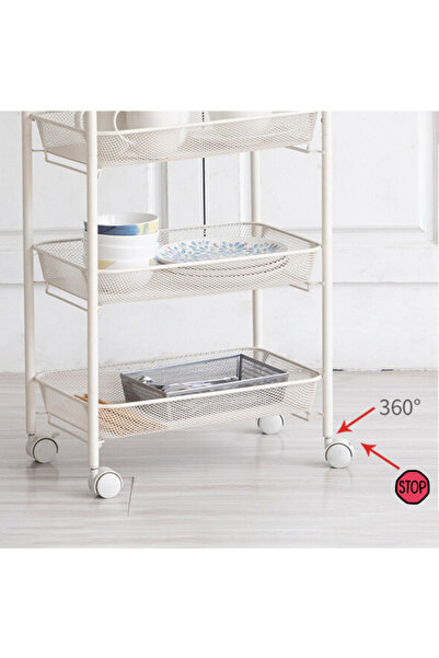 Viyogo Slim portable metal shelf, 5 levels, 360° rotatable, 45 (L) x 27 (w) x 105 (H) cm, white
