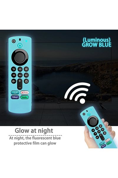 hononjo T056Fluorescent blue Silicone Case Fit for Amazon ALEXA Fire Home Smart TV Remote Controll Stick 3rd