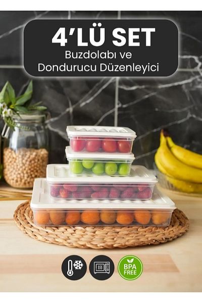 VZN Refrigerator Organizer Food Storage Container Freezer Compatible Storage Container Breakfast