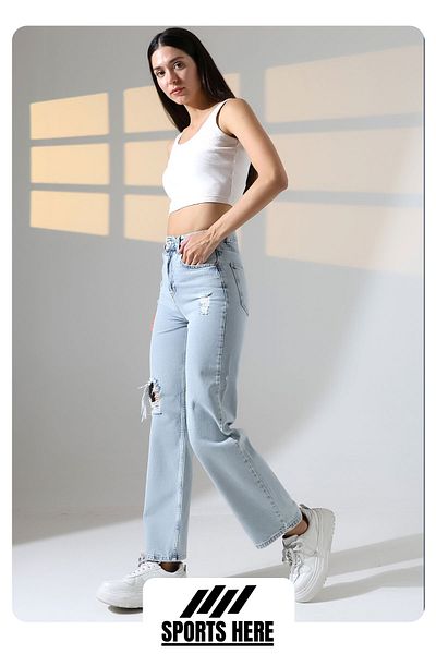 sports here Laser Detail Jeans (Pants)