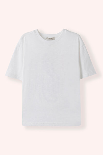 Panço Erkek Çocuk Bisiklet Yakalı Arkası Baskı Detaylı Kısa Kollu Ekru Tişört