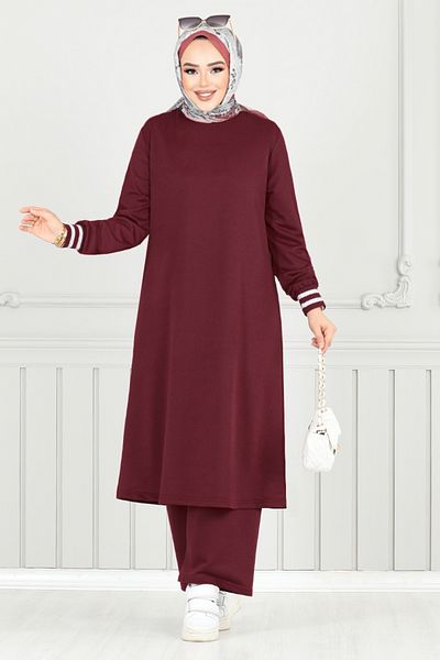 ModaMerve Set dublu Garni Detail 9148PL940-M Roșu Claret