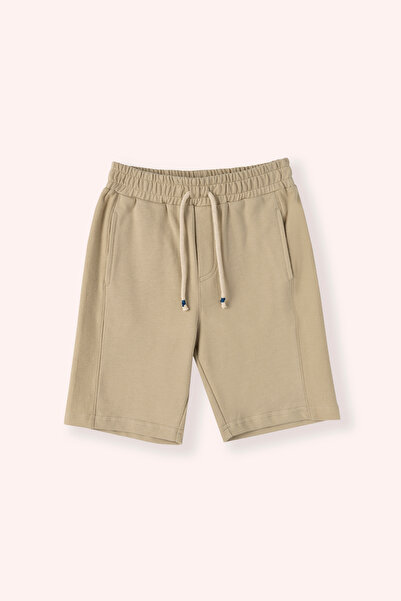 Panço Erkek Çocuk Beli Lastikli Haki Örme Şort