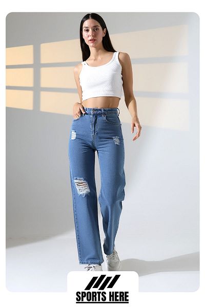 sports here JEANS DETALIATI LASER (PANTALONI)