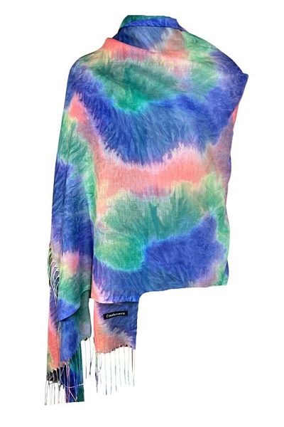 DACSHOP Rainbow cashmere scarf, Dacali, Caribbean blue, 185 x 75 cm