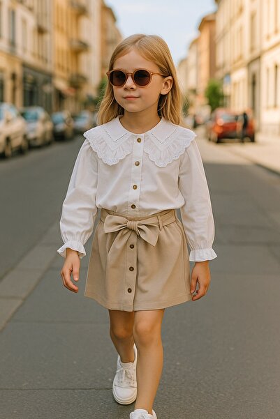 Kidmark Çocuk Modası طقم تنورة وقميص بياقة طفلة