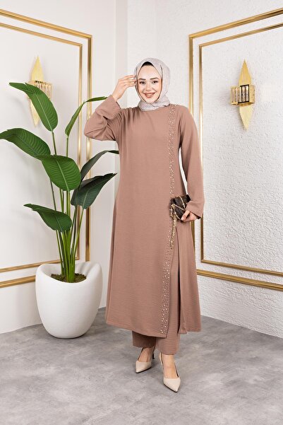 HARMAN BUTİK İnci Detailed Hijab Double Suit Vision