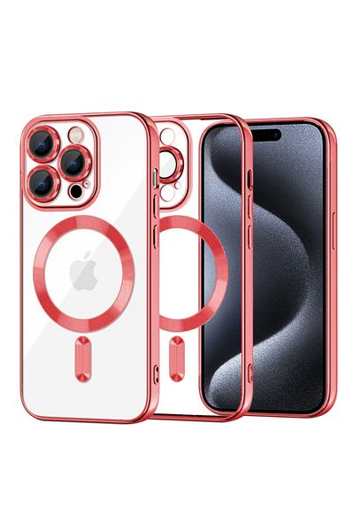 SKYDDAR INNOVATION Case For Iphone 15 Pro, Luxury Shield Magsafe, Shockproof Protection, Red, Sticker Set