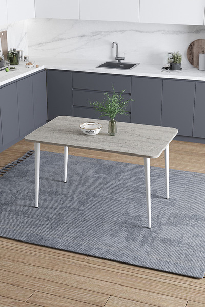 Mufian Concept DAMLA 60x90 Cm İskandinav - Bohem Oval Köşe Traverten Beyaz Ay...