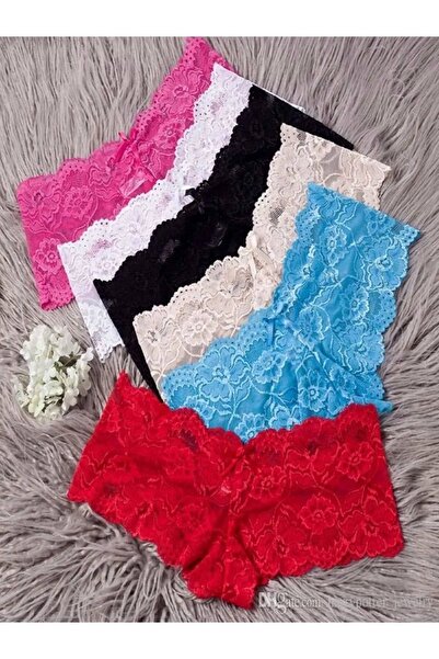 Papatya 1851 6 قطعة سراويل داخلية بوكسر من الدانتيل عالية الخصر من الأسفل 6 قطع