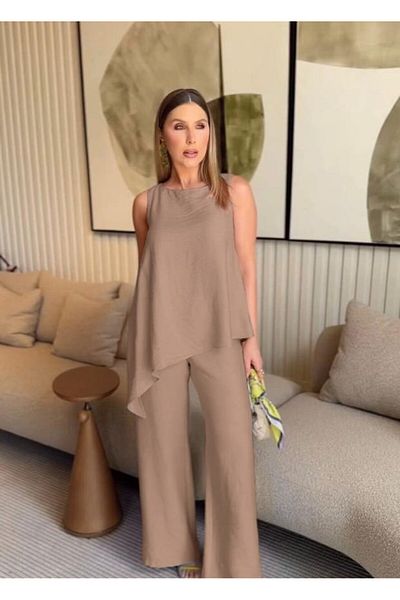 Cbm Asymmetrical Blouse Pants Two-Piece Suit-Is Our Latest Visual Gift