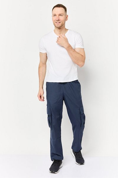 adidas Men Sportswear Fit Brand Logo Outdoor Cargo Pants, Dark Blue