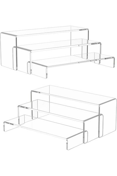 Generic Acrylic Display Riser, 3 Pcs 12" Large Acrylic Risers, Clear Rectangular Stands for Candy Dessert