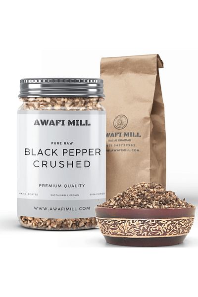 AWAFI MILL Black pepper crushed | Cracked Black Pepper - Bottle of 100 gram / 3.5 Oz