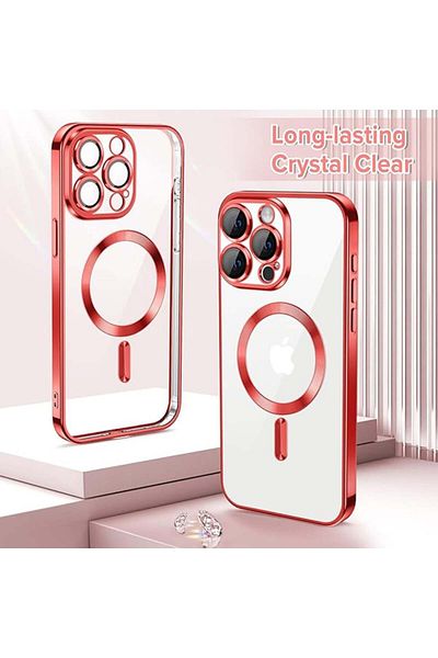 SKYDDAR INNOVATION Case For Iphone 15 Pro, Luxury Shield Magsafe, Shockproof Protection, Red, Sticker Set