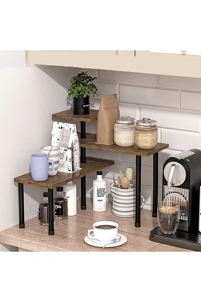 Viyogo Shelf with 3 MDF shelves, 5 metal legs, 180° rotatable, 66 (L) x 17.5 (w) x 38 (H) cm