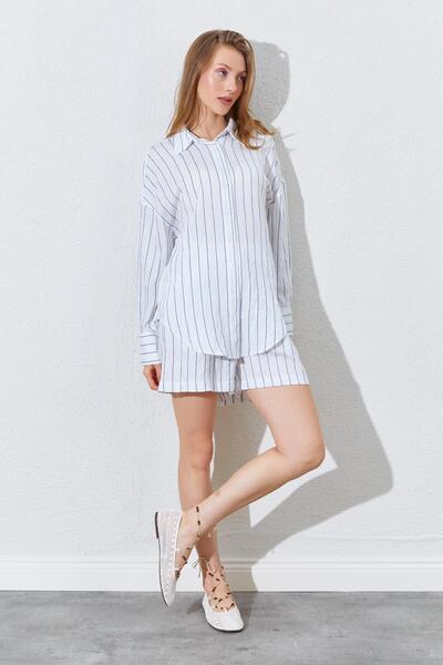 TENA Women's Indigo Oversize Shirt Shorts Suit