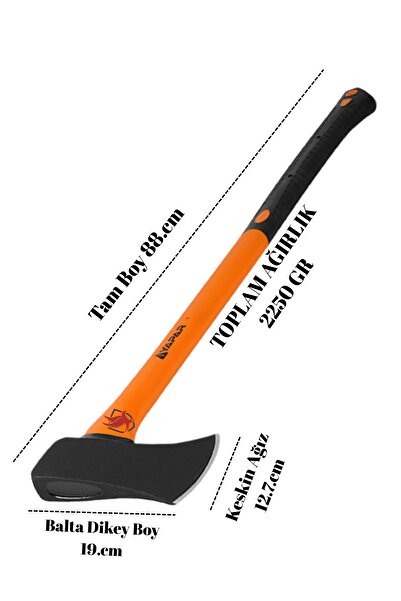 Yapar Fiber Saplı Dövme Çelik Balta Y. 2250 Gr