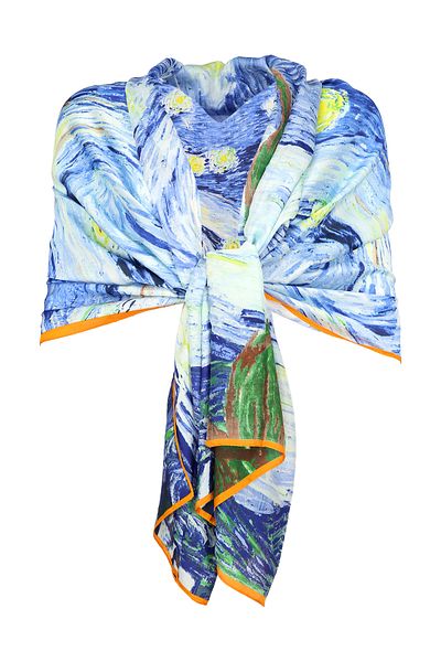 DACSHOP Multicolored painted shawl scarf, Dacali, blue