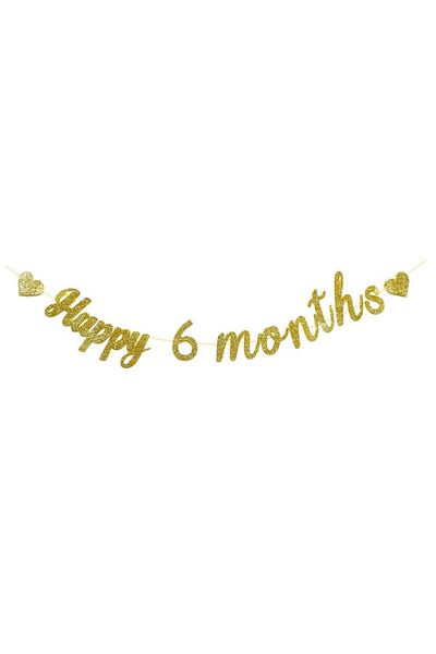 Parti Adresi Χρυσό ασημί πανό με γράμματα Half Age Happy 6 Months