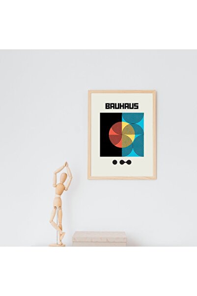 PRYDESIGN Set de 3 picturi de perete cu întuneric de noapte Bauhaus cu cadru