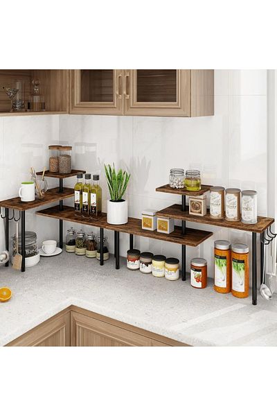 Viyogo Shelf with 3 MDF shelves, 5 metal legs, 180° rotatable, 66 (L) x 17.5 (w) x 38 (H) cm