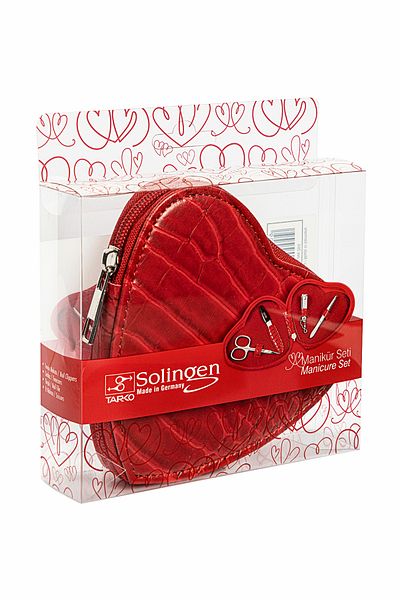 Solingen Love Manicure Set 204 -Stainless Steel-Scissors, File, Tweezers, Nail Clippers