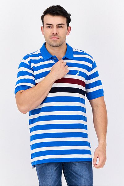 Nautica Men Slim Fit Stripe Short Sleeve Polo, Multicolor