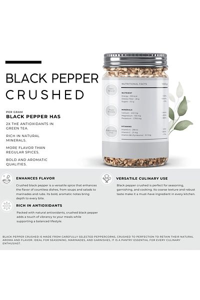 AWAFI MILL Black pepper crushed | Cracked Black Pepper - Bottle of 100 gram / 3.5 Oz